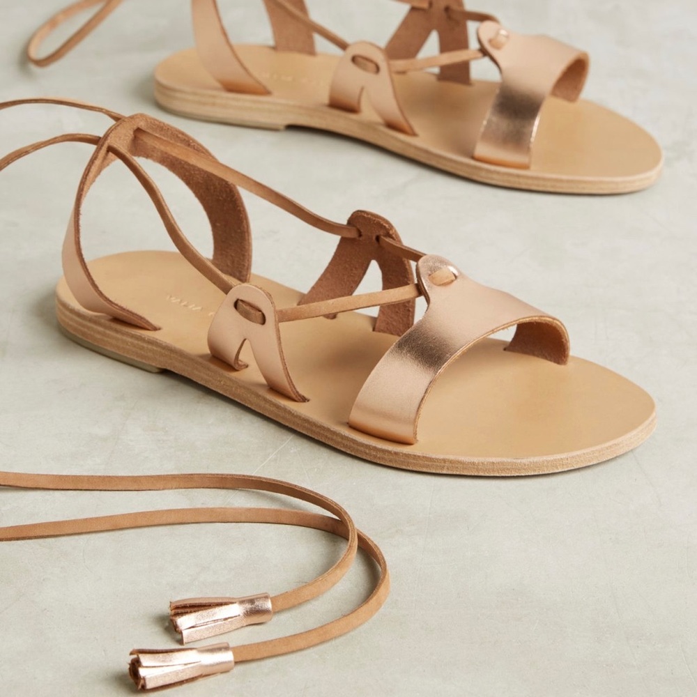 Anthropologie l 41 Valia Gabriel Armanthia Metallic Rose Gold Gladiator Sandals
